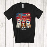 MacnyStore - Personalized Custom Name 4th Of July; Lovely US Flag Cat Owner; Patriotic T-Shirt