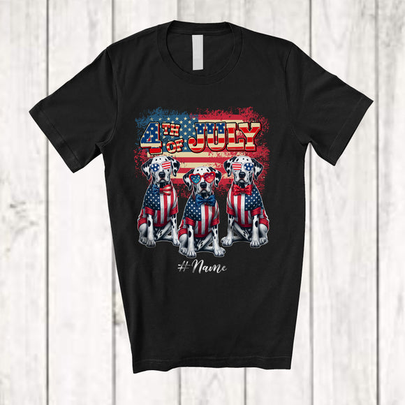 MacnyStore - Personalized Custom Name 4th Of July; Lovely US Flag Dalmatian Owner; Patriotic T-Shirt