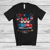 MacnyStore - Personalized Custom Name 4th Of July; Lovely US Flag Gnomes On Truck Fireworks; Patriotic T-Shirt