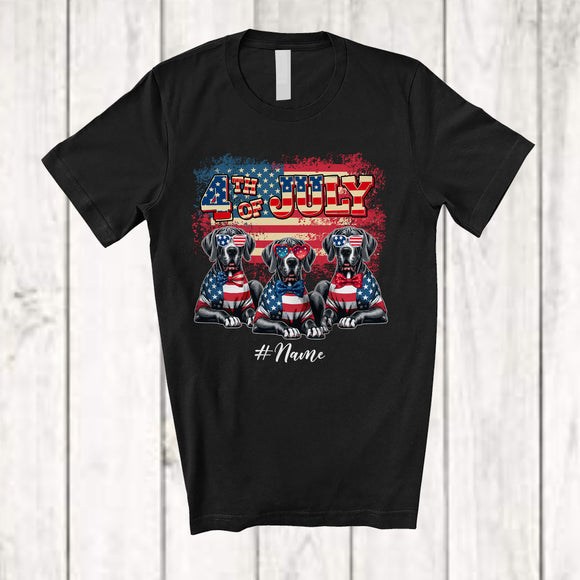 MacnyStore - Personalized Custom Name 4th Of July; Lovely US Flag Great Dane Owner; Patriotic T-Shirt