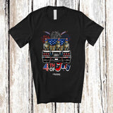 MacnyStore - Personalized Custom Name 4th of July; Lovely Three US Flag Cheetah On Truck; Patriotic T-Shirt