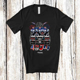 MacnyStore - Personalized Custom Name 4th of July; Lovely Three US Flag Elephant On Truck; Patriotic T-Shirt