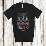MacnyStore - Personalized Custom Name 4th of July; Lovely Three US Flag Frog On Truck; Patriotic T-Shirt
