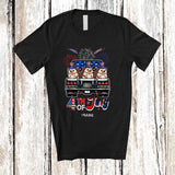MacnyStore - Personalized Custom Name 4th of July; Lovely Three US Flag Hedgehog On Truck; Patriotic T-Shirt