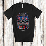 MacnyStore - Personalized Custom Name 4th of July; Lovely Three US Flag Hippo On Truck; Patriotic T-Shirt