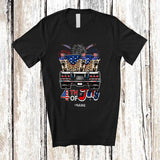 MacnyStore - Personalized Custom Name 4th of July; Lovely Three US Flag Hyena On Truck; Patriotic T-Shirt