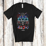 MacnyStore - Personalized Custom Name 4th of July; Lovely Three US Flag Manatee On Truck; Patriotic T-Shirt