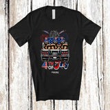 MacnyStore - Personalized Custom Name 4th of July; Lovely Three US Flag Sloth On Truck; Patriotic T-Shirt