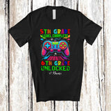 MacnyStore - Personalized Custom Name 5th Grade Complete 6th Grade Unlocked; Joyful Back To School Gamer T-Shirt