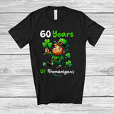 MacnyStore - Personalized Custom Name 60 Years of Shenanigans; Joyful St. Patrick's Day 60th Birthday Family T-Shirt