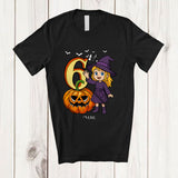 MacnyStore - Personalized Custom Name 6th Birthday Witch; Amazing Halloween 6 Years Old Pumpkin; Family T-Shirt
