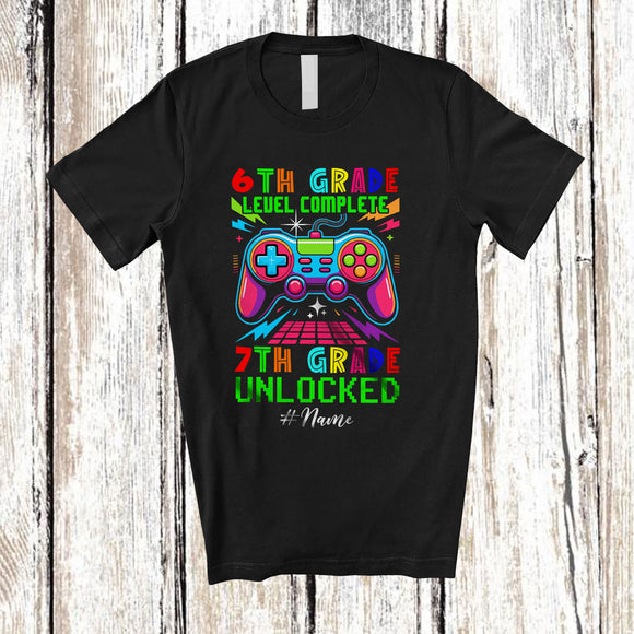 MacnyStore - Personalized Custom Name 6th Grade Complete 7th Grade Unlocked; Joyful Back To School Gamer T-Shirt