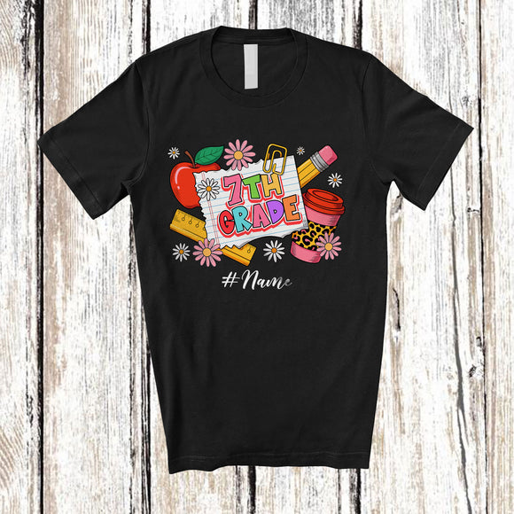 MacnyStore - Personalized Custom Name 7th Grade; Lovely First Day Of School Tools Coffee; Students Teacher T-Shirt