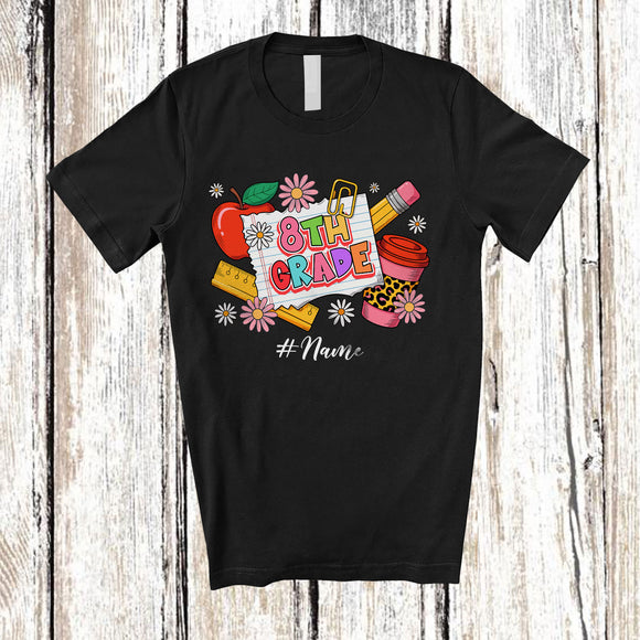 MacnyStore - Personalized Custom Name 8th Grade; Lovely First Day Of School Tools Coffee; Students Teacher T-Shirt