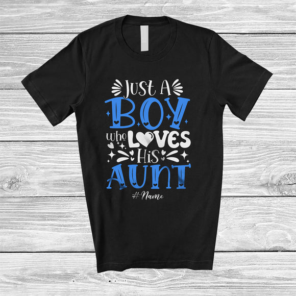 MacnyStore - Personalized Custom Name A Boy Who Loves His Aunt; Lovely Mother's Day Family Aunt; Family T-Shirt