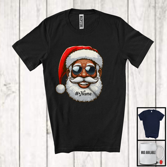 MacnyStore - Personalized Custom Name African Man Face Santa; Lovely Christmas Pajama; Afro African Family T-Shirt