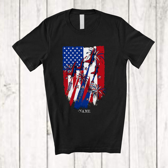 MacnyStore - Personalized Custom Name Airplane US Flag; Amazing 4th Of July Soldier Pilot; Patriotic T-Shirt