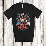 MacnyStore - Personalized Custom Name All American Mama; Amusing 4th of July US Flag Patriotic Family T-Shirt