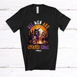 MacnyStore - Personalized Custom Name All Men Are Created Equal; Scary Halloween Moon Witch Skull; Feminist T-Shirt