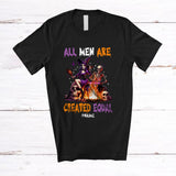 MacnyStore - Personalized Custom Name All Men Are Created Equal; Scary Halloween Witch Skull; Feminist T-Shirt