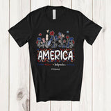 MacnyStore - Personalized Custom Name America Freedom; Awesome 4th Of July Leopard Floral; Patriotic T-Shirt