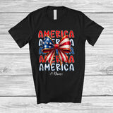 MacnyStore - Personalized Custom Name America; Amazing 4th Of July American Flag Bowtie; Girls Patriotic T-Shirt