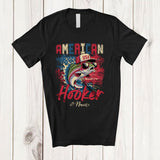 MacnyStore - Personalized Custom Name American Hooker; Amazing 4th Of July Vintage US Flag Trout Fish; Fishing T-Shirt