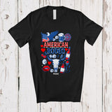 MacnyStore - Personalized Custom Name American Rodeo; Humorous 4th Of July Bull Riding; Patriotic T-Shirt