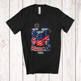 MacnyStore - Personalized Custom Name American; Humorous 4th Of July Three US Flag Beer Can; Drinking Patriotic T-Shirt