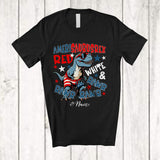 MacnyStore - Personalized Custom Name Amerisaurus Rex Rawr; Humorous 4th Of July T-Rex; Patriotic T-Shirt