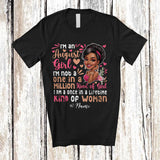 MacnyStore - Personalized Custom Name An August Girl Once In A Lifetime; Lovely Birthday Zodiac Woman Afro T-Shirt