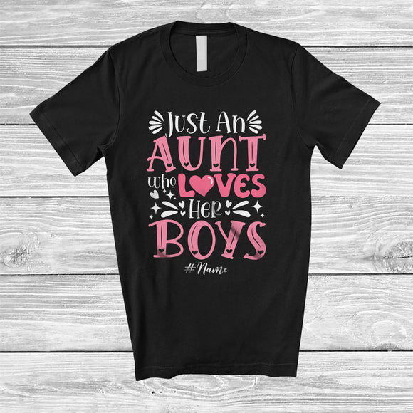 MacnyStore - Personalized Custom Name An Aunt Who Loves Her Boys; Lovely Mother's Day Family Aunt; Family T-Shirt