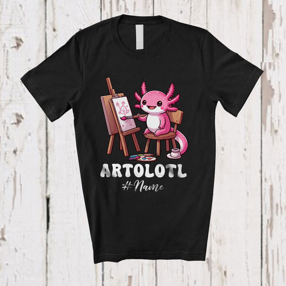 MacnyStore - Personalized Custom Name Artolotl; Adorable Kawaii Axolotls Painting Girl Lover; Family T-Shirt