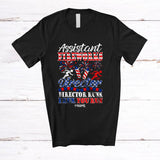 MacnyStore - Personalized Custom Name Assistant Fireworks Director Runs I Run; Amusing 4th Of July Patriotic T-Shirt