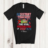 MacnyStore - Personalized Custom Name Assistant Teacher Real Firecrackers; Joyful 4th Of July Fireworks; Patriotic T-Shirt