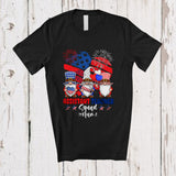 MacnyStore - Personalized Custom Name Assistant Teacher Squad; Joyful 4th Of July Three Gnomes; US Flag Heart T-Shirt