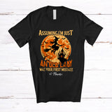 MacnyStore - Personalized Custom Name Assuming I'm Just An Old Lady; Scary Halloween Moon Witch T-Shirt