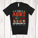 MacnyStore - Personalized Custom Name Aunt Loves Her Cute Reindeers; Lovely Christmas Lights Snow Family T-Shirt