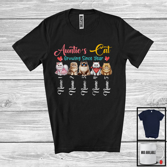 MacnyStore - Personalized Custom Name Auntie's Cat Growing Since Year, Lovely Mother's Day Cat Lover T-Shirt