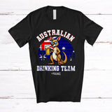 MacnyStore - Personalized Custom Name Australian Drinking Team; Humorous Australian Flag Kangaroo Beer T-Shirt