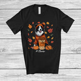 MacnyStore - Personalized Custom Name Autumn Border Collie Drink Coffee; Lovely Thanksgiving Fall Leaf Family T-Shirt