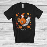 MacnyStore - Personalized Custom Name Autumn Chicken Drink Coffee; Lovely Thanksgiving Fall Leaf Family T-Shirt
