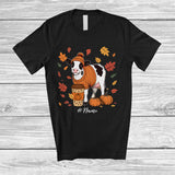 MacnyStore - Personalized Custom Name Autumn Cow Drink Coffee; Lovely Thanksgiving Fall Leaf Family T-Shirt