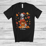 MacnyStore - Personalized Custom Name Autumn Dalmatian Drink Coffee; Lovely Thanksgiving Fall Leaf Family T-Shirt