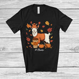 MacnyStore - Personalized Custom Name Autumn Goat Drink Coffee; Lovely Thanksgiving Fall Leaf Family T-Shirt