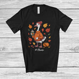 MacnyStore - Personalized Custom Name Autumn Goose Drink Coffee; Lovely Thanksgiving Fall Leaf Family T-Shirt