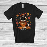 MacnyStore - Personalized Custom Name Autumn Pug Drink Coffee; Lovely Thanksgiving Fall Leaf Family T-Shirt