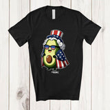 MacnyStore - Personalized Custom Name Avocado American Flag Cape; Amazing 4th Of July Fruit Vegan Patriotic T-Shirt