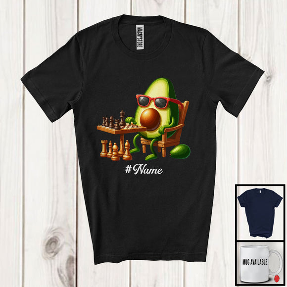 MacnyStore - Personalized Custom Name Avocado Playing Chess, Lovely Fruit Vegan Chess Sport Player T-Shirt
