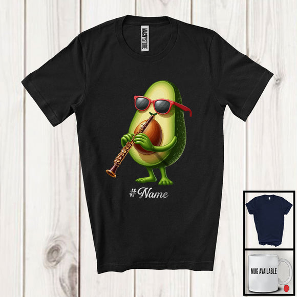 MacnyStore - Personalized Custom Name Avocado Playing Clarinet, Lovely Fruit Vegan Clarinet Musical Instrument T-Shirt
